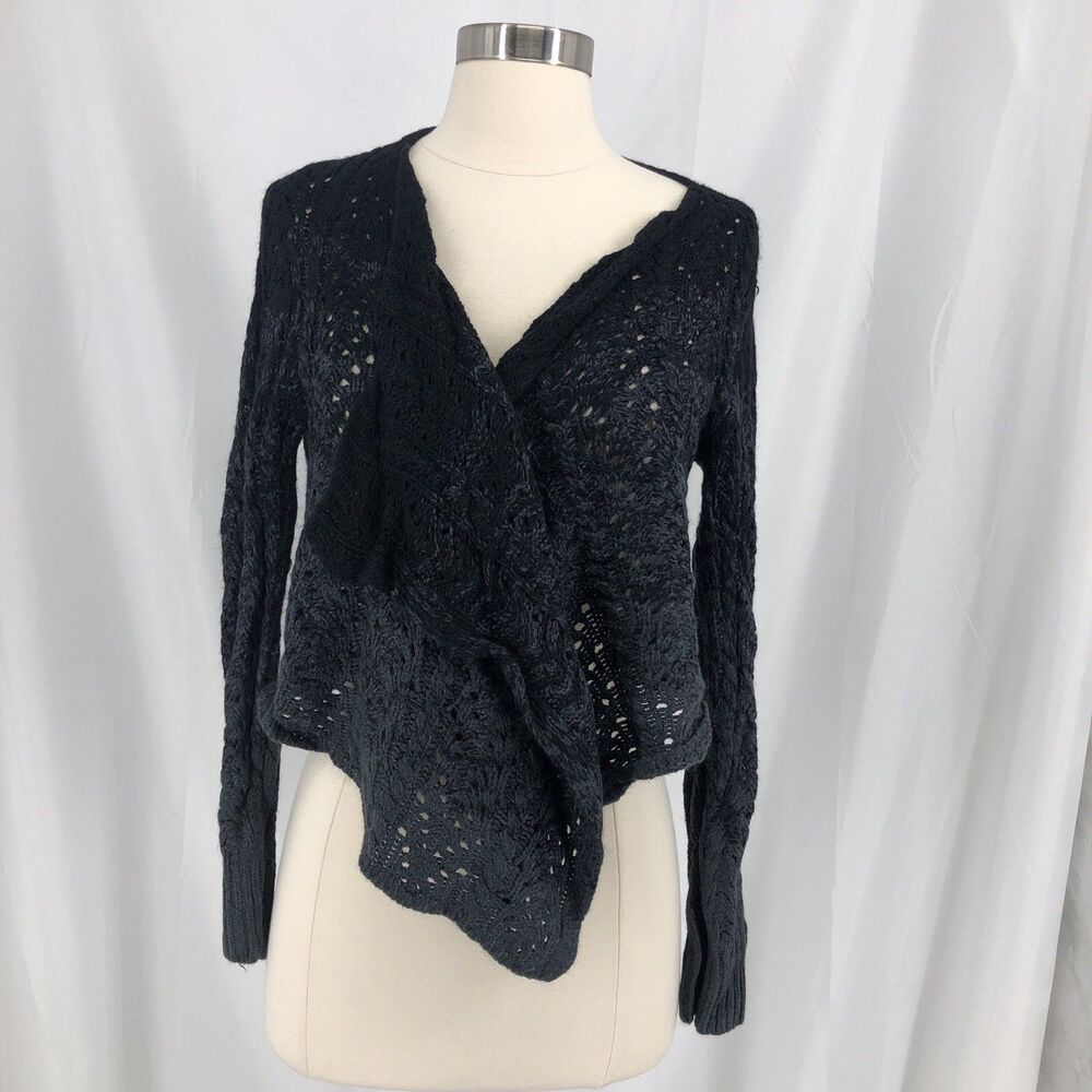 Kerisma Black Open Knit Open Shrug Sweater Large